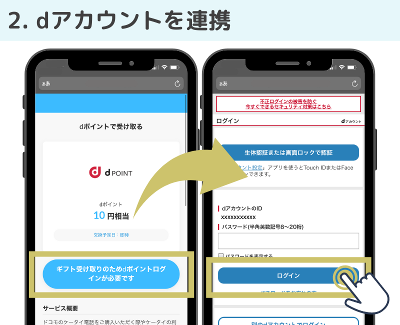 dポイントアカウントを連携